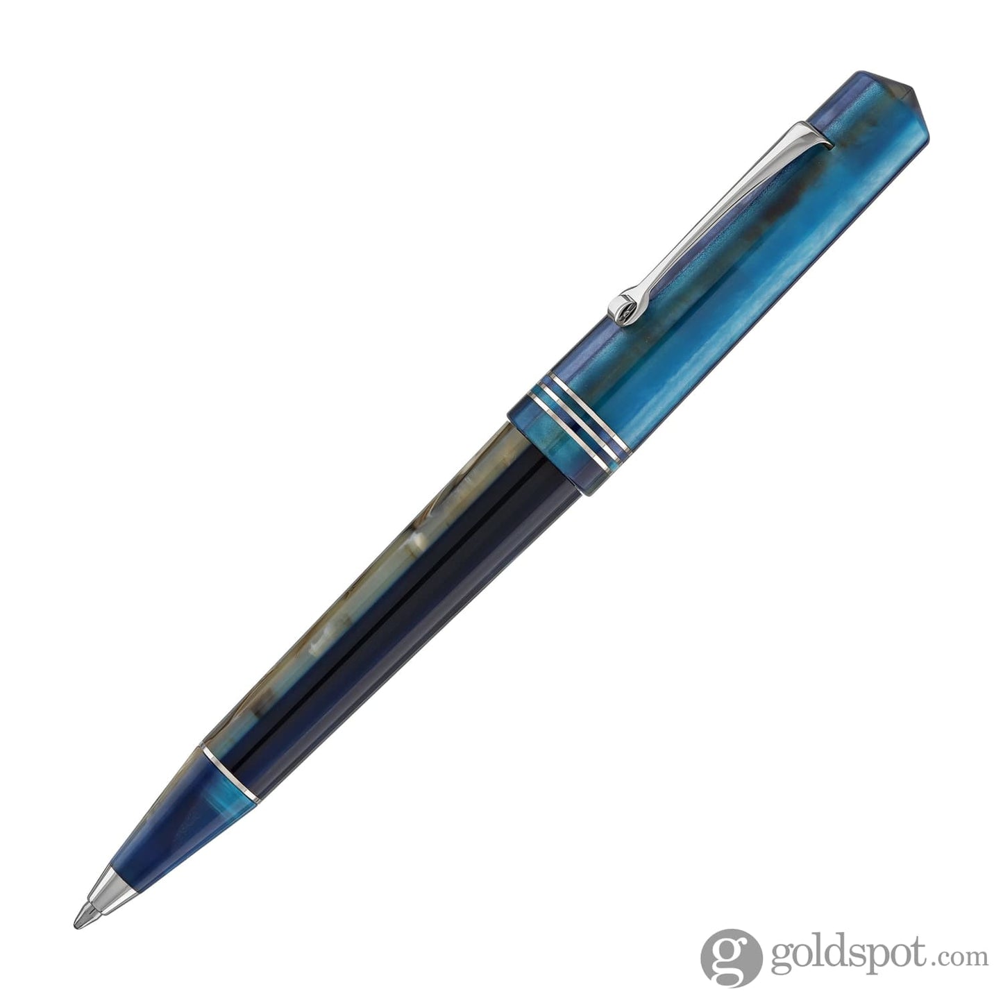 Leonardo Momento Zero Ballpoint Pen in Blue Hawaii Silver Trim Ballpoint Pens