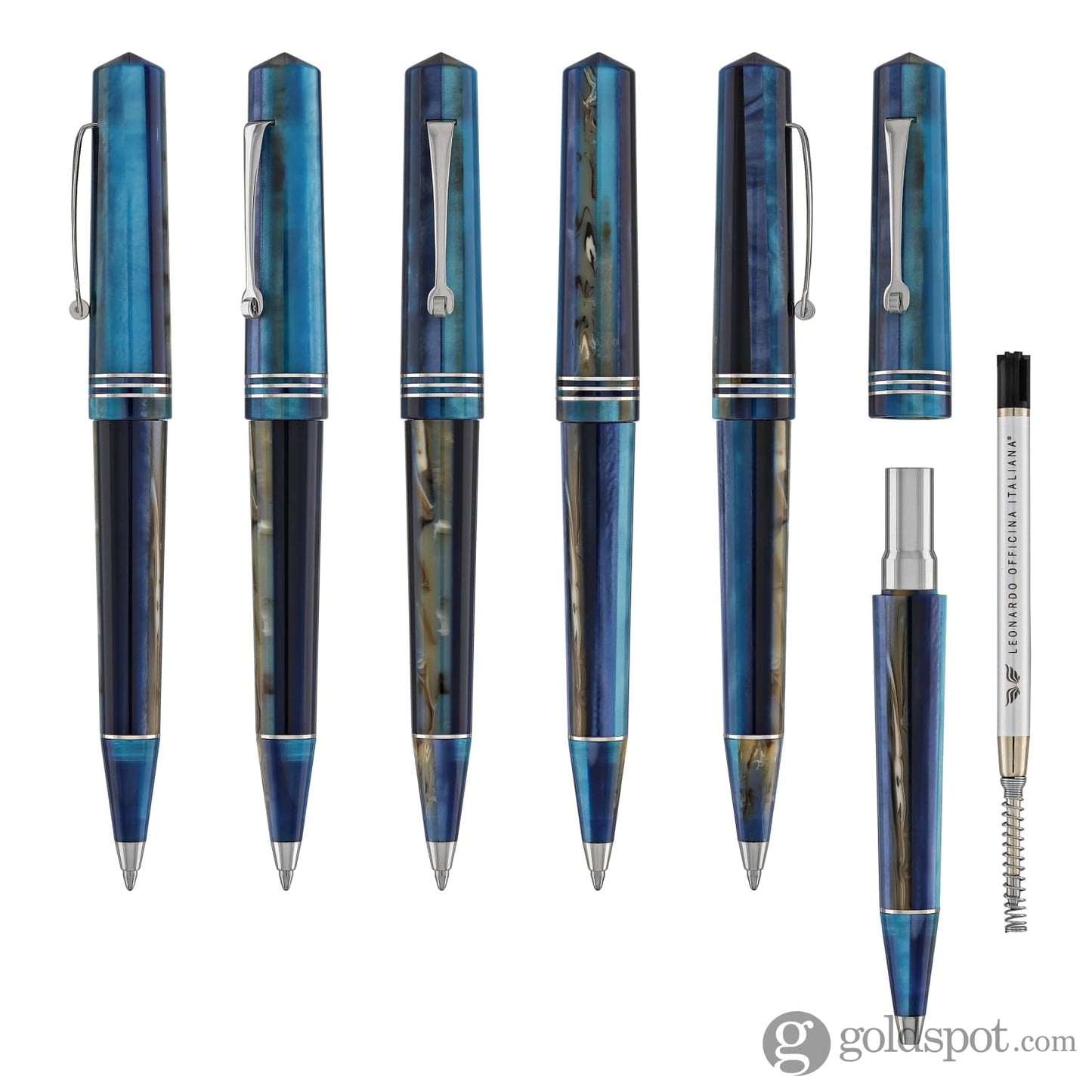 Leonardo Momento Zero Ballpoint Pen in Blue Hawaii Silver Trim Ballpoint Pens