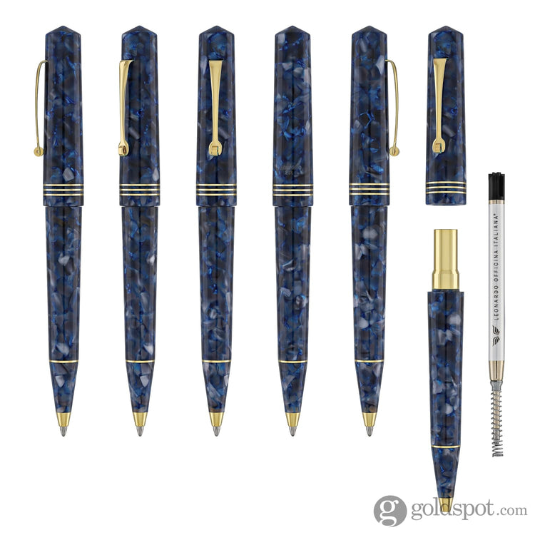 Leonardo Momento Zero Ballpoint Pen in Blue Sorrento Gold Trim Ballpoint Pens