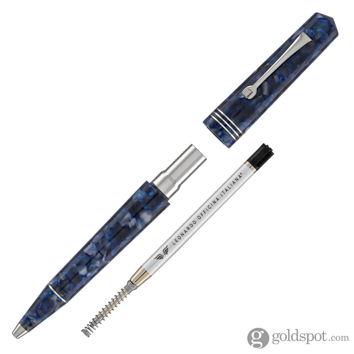 Leonardo Momento Zero Ballpoint Pen in Blue Sorrento Silver Trim Ballpoint Pens