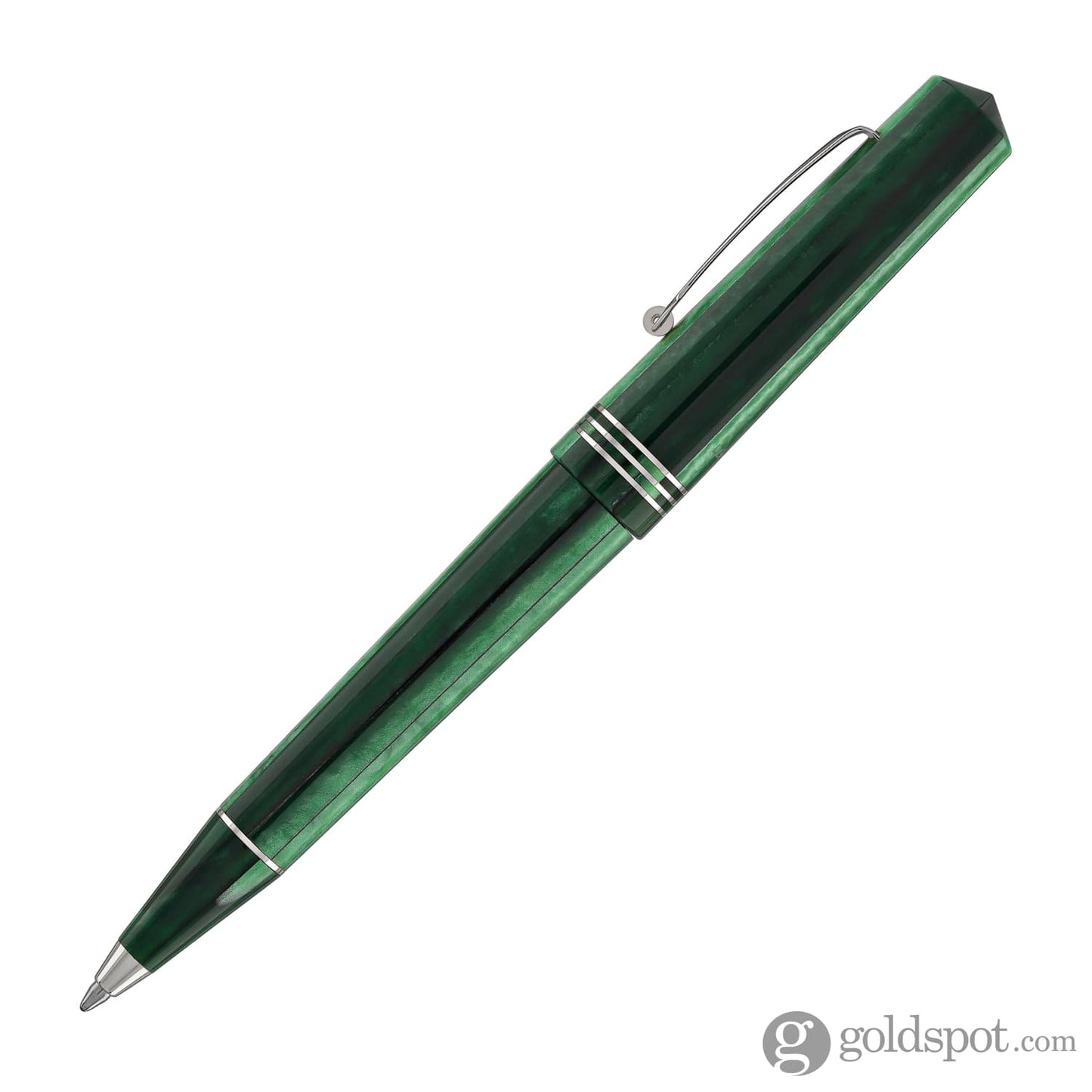 Leonardo Momento Zero Ballpoint Pen in Green Alga Silver Trim Ballpoint Pens