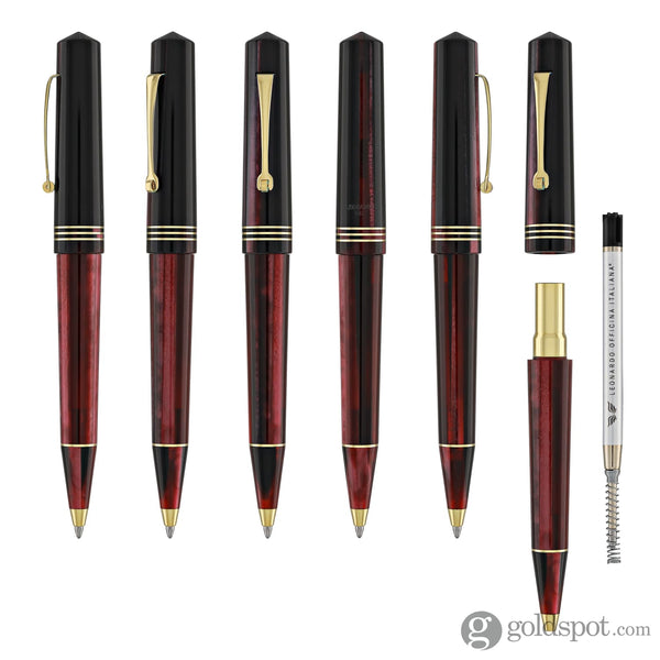 Leonardo Momento Zero Ballpoint Pen in Prune Gold Trim Ballpoint Pens
