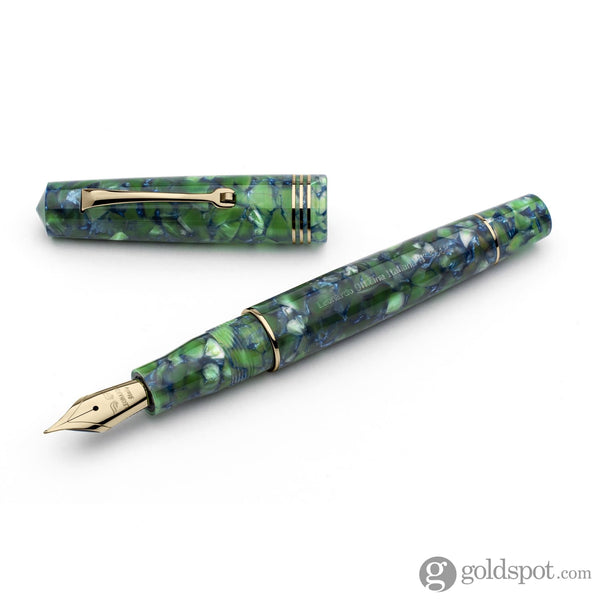 Leonardo Momento Zero Fountain Pen in Iride Green Blue 2021 with Gold Trim 1.1mm Stub / Gold Fountain Pen