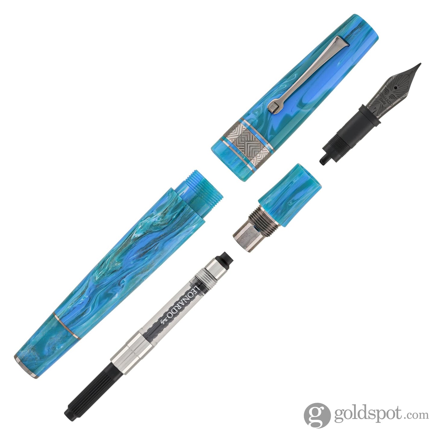 Leonardo Supernova Regular Size Fountain Pen in Star Light Blue with Ruthenium Trim Fountain Pen