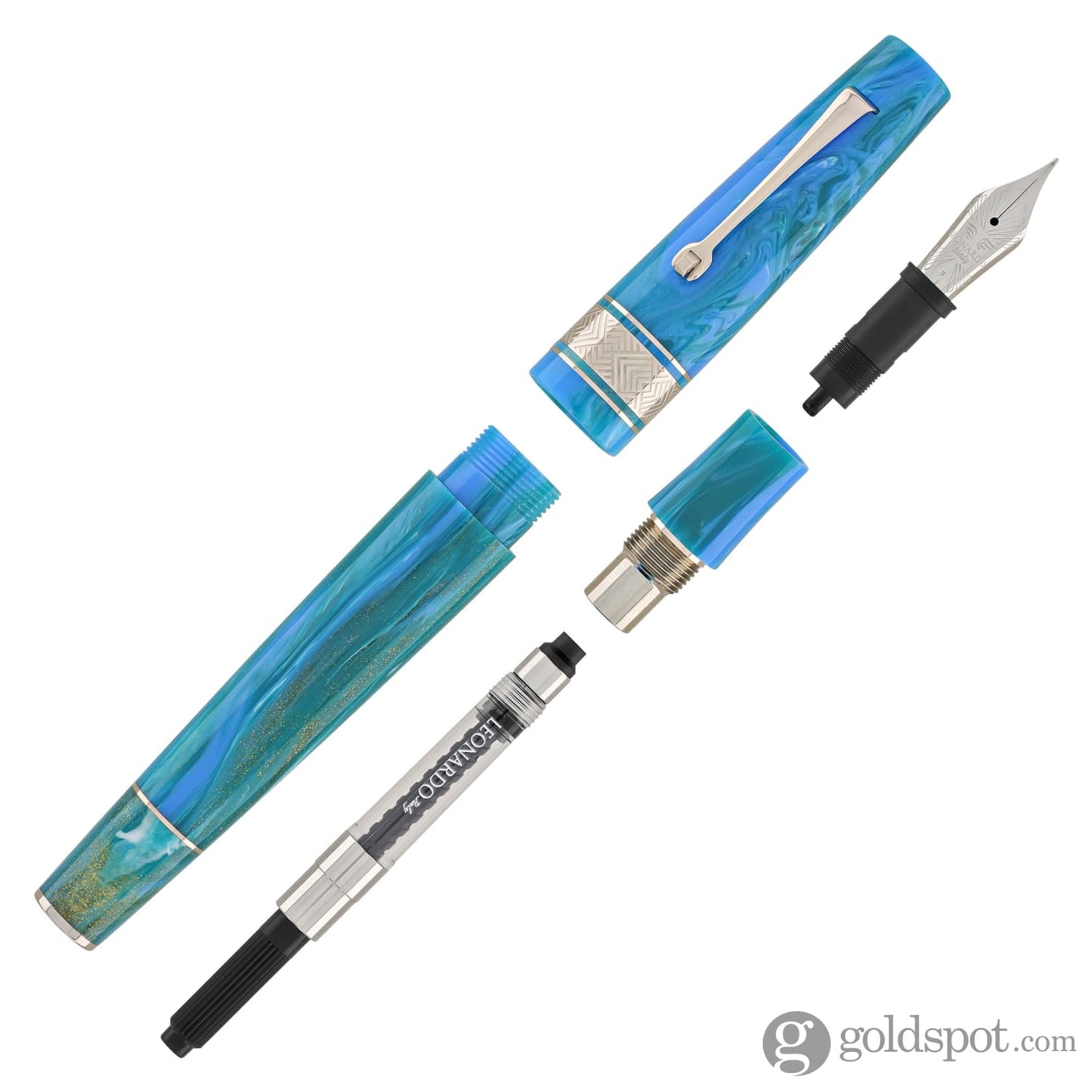 Leonardo Supernova Regular Size Fountain Pen in Star Light Blue with Silver Trim Fountain Pen