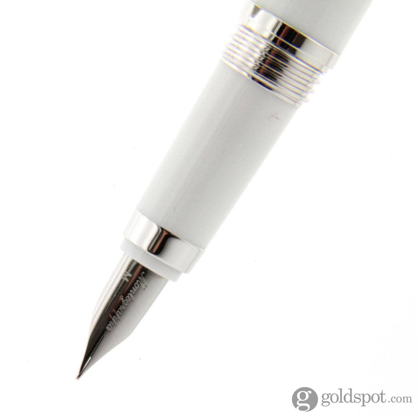 Montegrappa Parola Fountain Pen in White Resin with Chrome Trim - Broad Point Fountain Pen