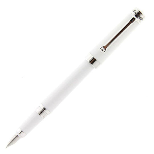 Montegrappa Parola Fountain Pen in White Resin with Chrome Trim - Broad Point