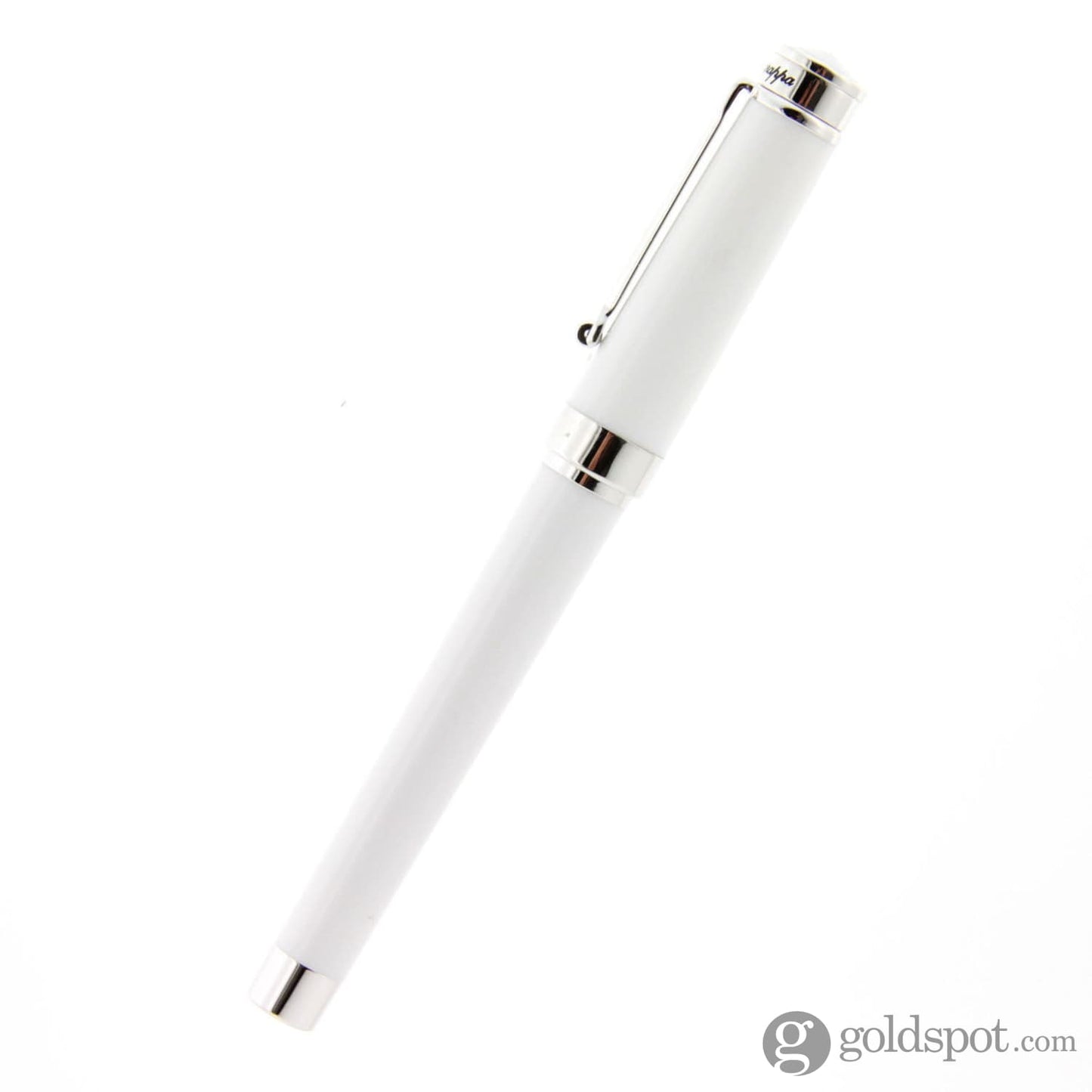 Montegrappa Parola Fountain Pen in White Resin with Chrome Trim - Broad Point Fountain Pen