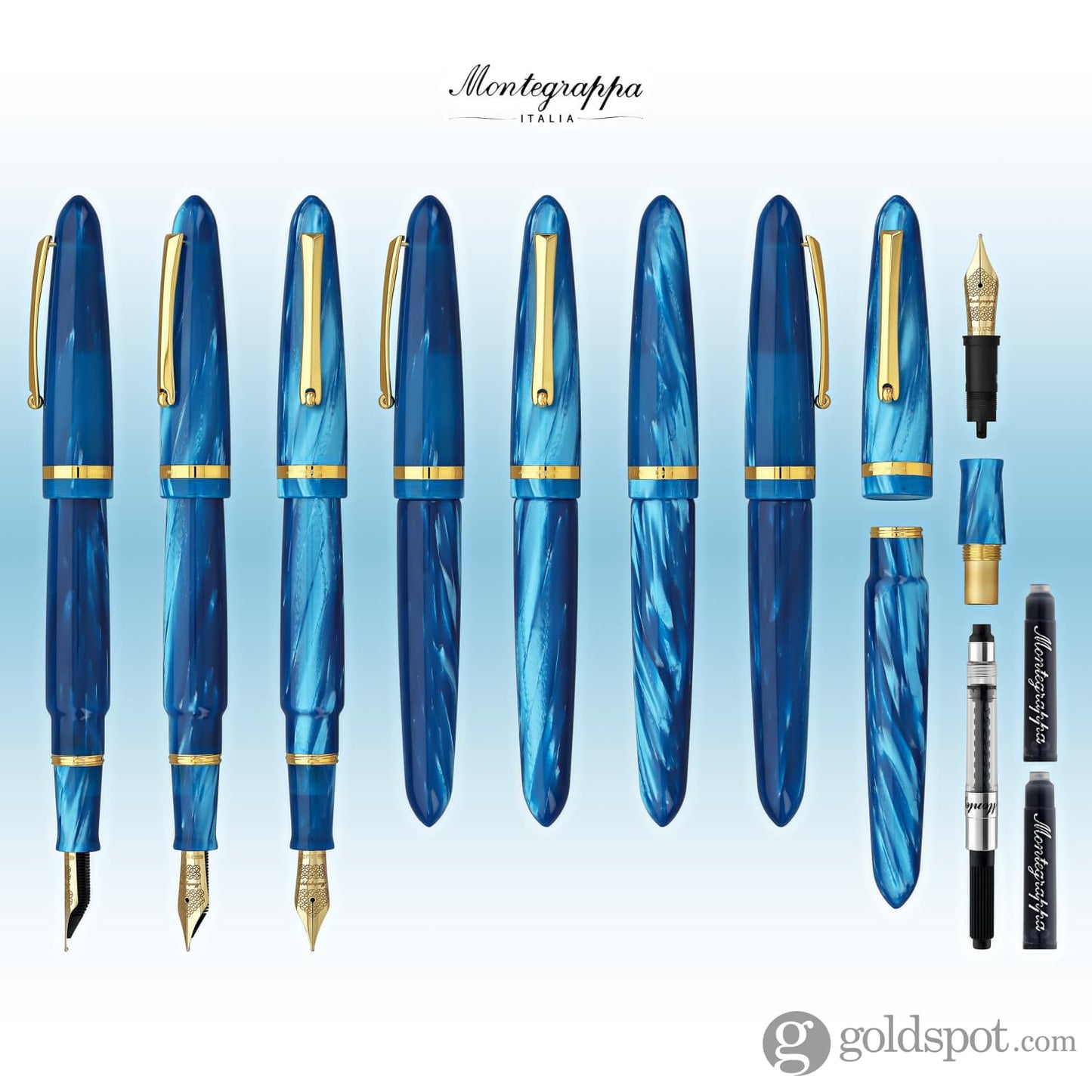 Montegrappa Venetia Fountain Pen in Turquoise Celluloid with 18kt gold nib - Limited Edition Fountain Pen