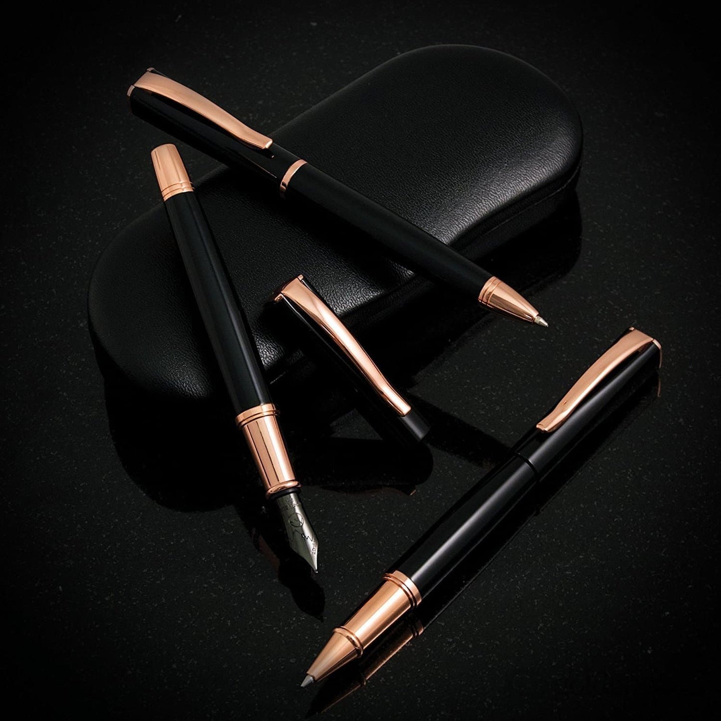 Monteverde Impressa Rollerball Pen in Black with Rose Gold Trim Rollerball Pen