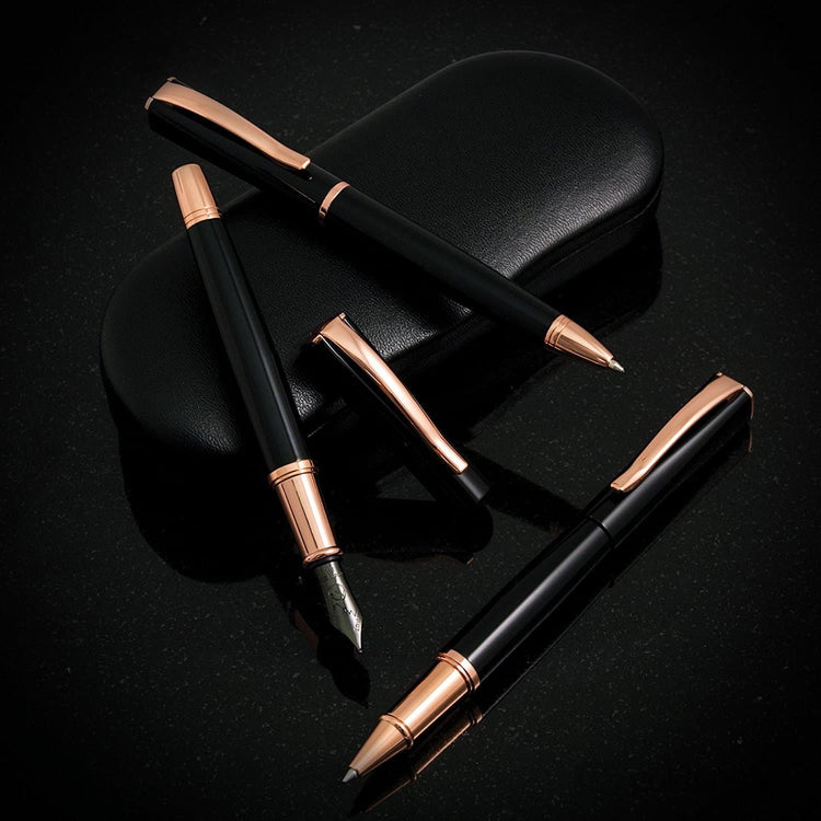 Monteverde Impressa Rollerball Pen in Black with Rose Gold Trim Rollerball Pen