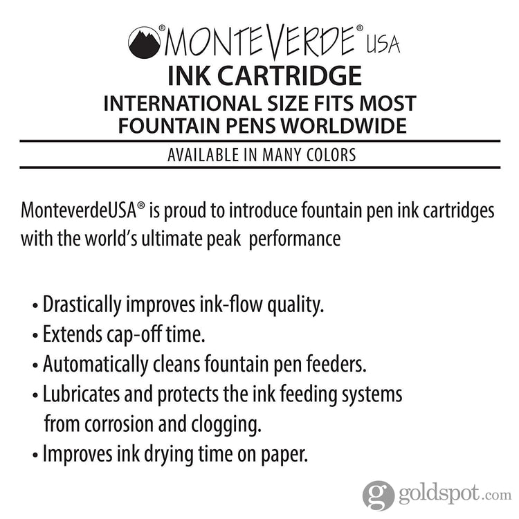 Monteverde Ink Cartridges International Size in Burgundy - Pack of 6 Fountain Pen Cartridges