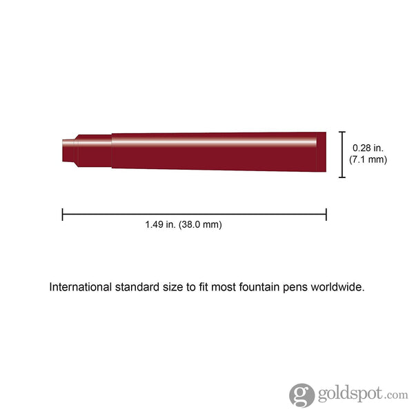 Monteverde Ink Cartridges International Size in Burgundy - Pack of 6 Fountain Pen Cartridges