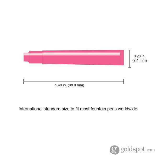 Monteverde Ink Cartridges International Size in Pink - Pack of 6 Fountain Pen Cartridges