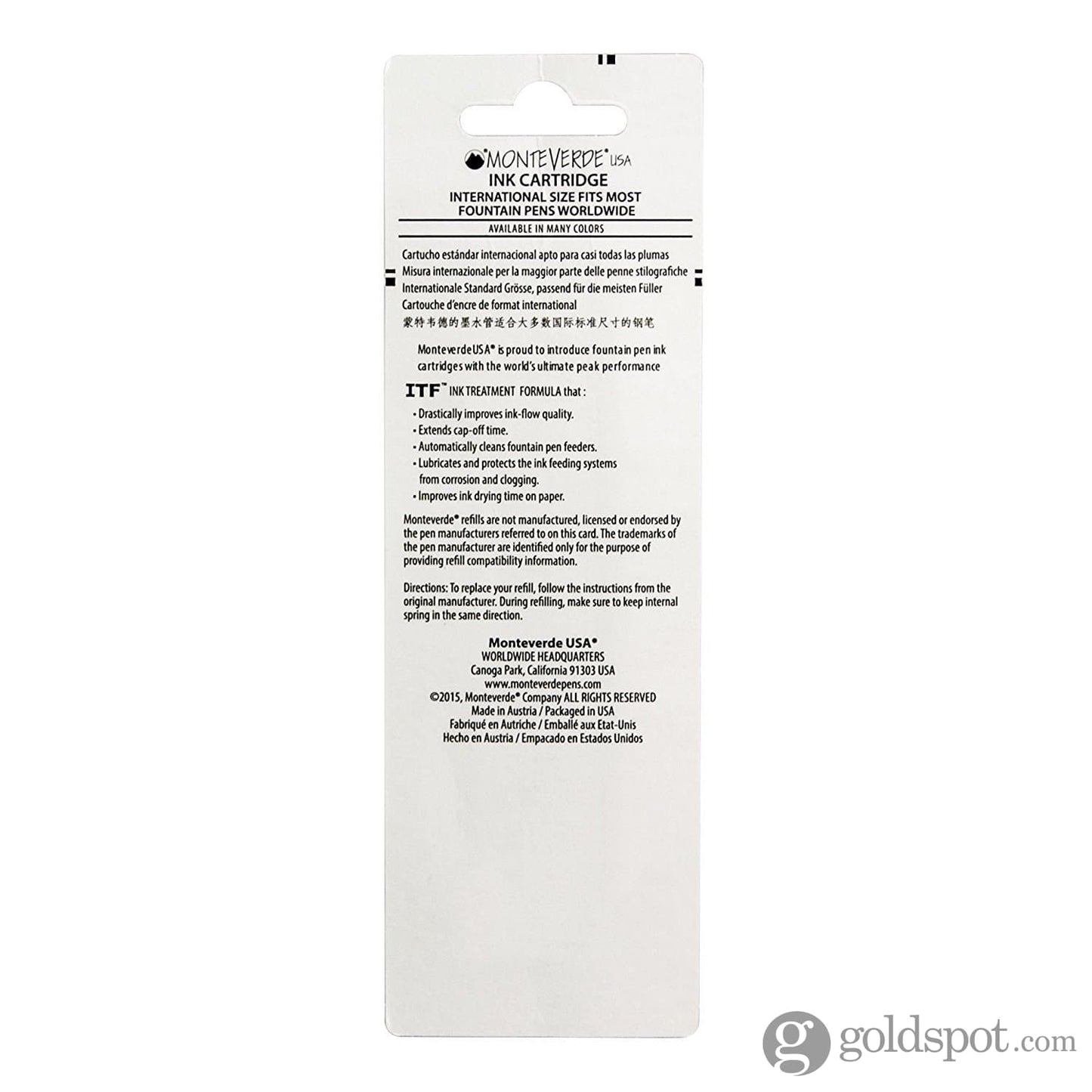 Monteverde Ink Cartridges International Size in Turquoise - Pack of 6 Fountain Pen Cartridges