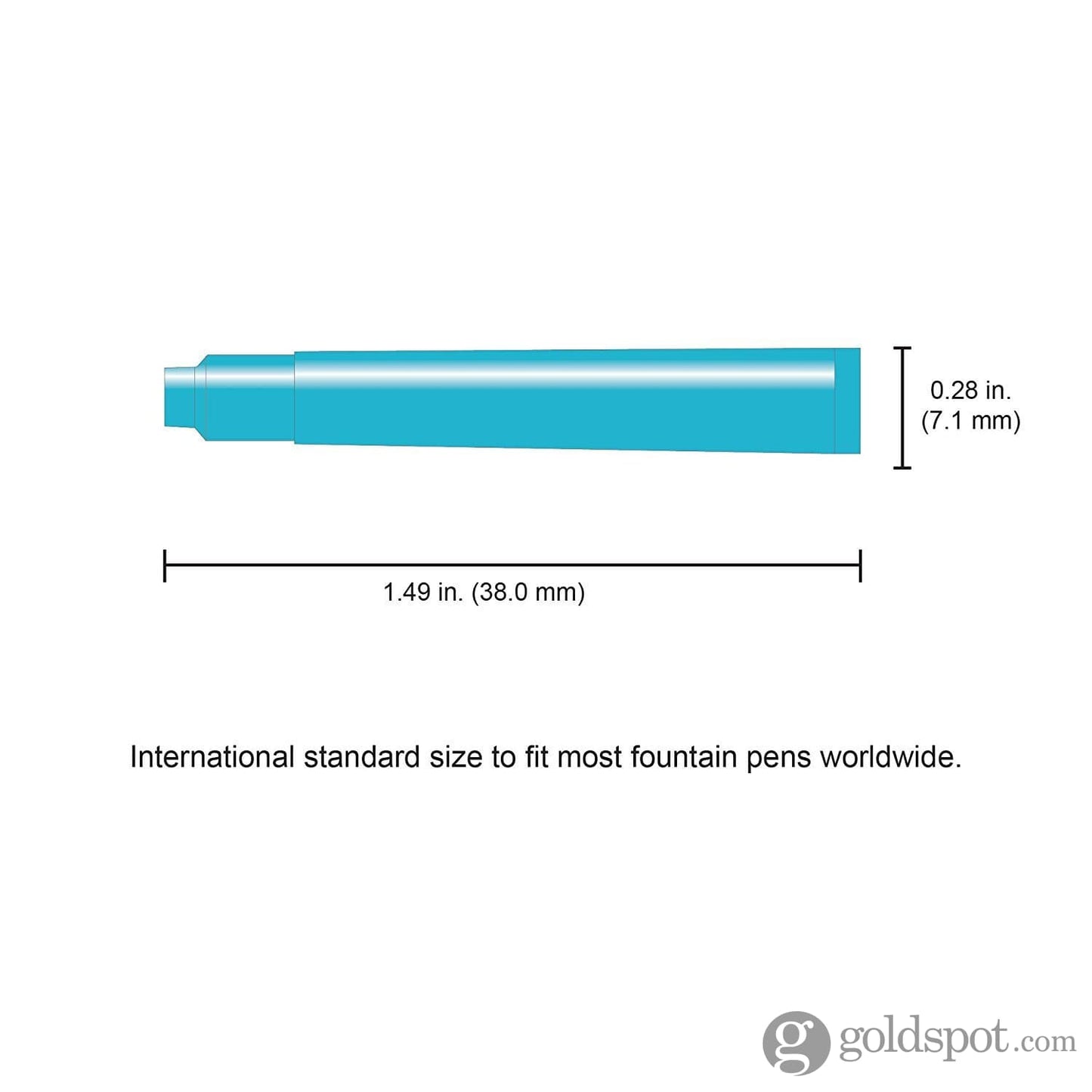 Monteverde Ink Cartridges International Size in Turquoise - Pack of 6 Fountain Pen Cartridges