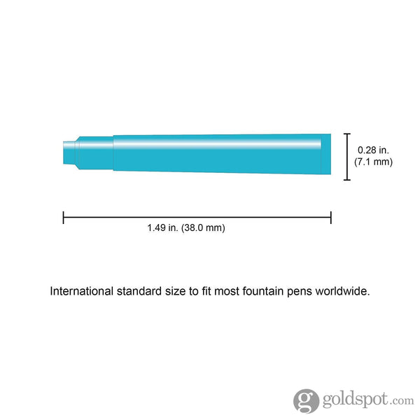 Monteverde Ink Cartridges International Size in Turquoise - Pack of 6 Fountain Pen Cartridges