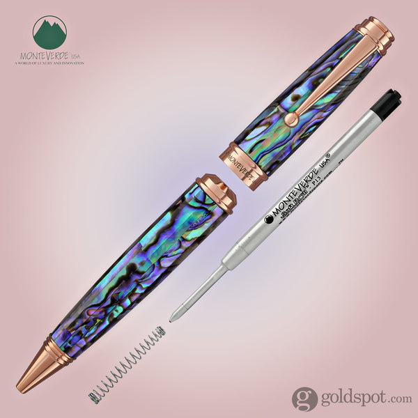 Monteverde Invincia Deluxe Ballpoint Pen in Abalone with Rosegold Trim Ballpoint Pen