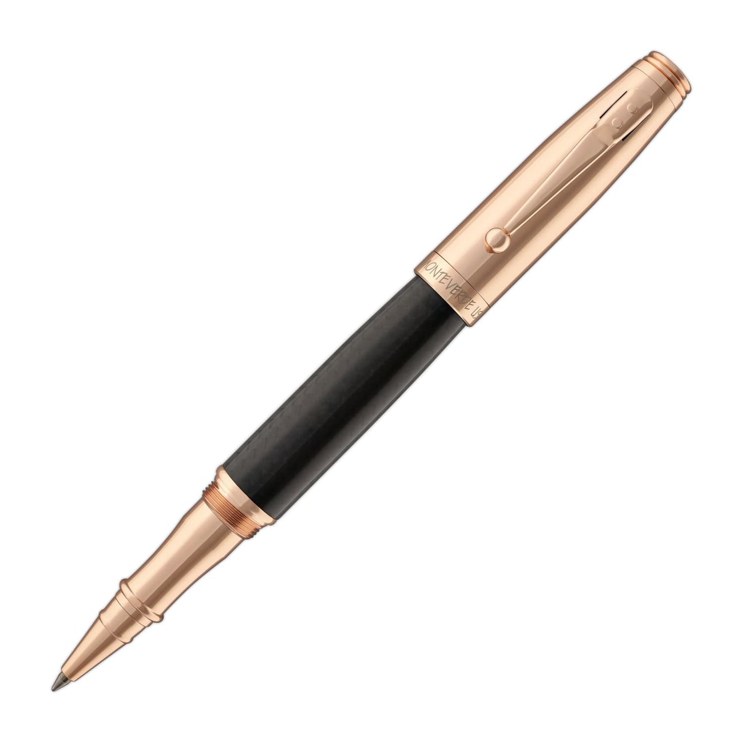 Monteverde Invincia Rollerball Pen in Rose Gold with Carbon Fiber Rollerball Pen