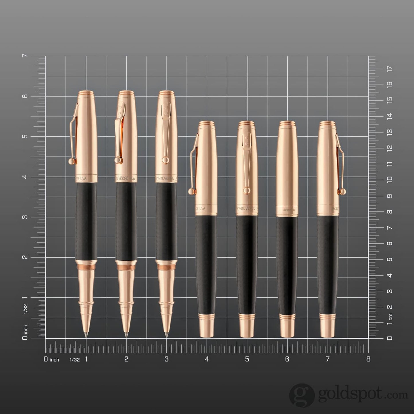 Monteverde Invincia Rollerball Pen in Rose Gold with Carbon Fiber Rollerball Pen