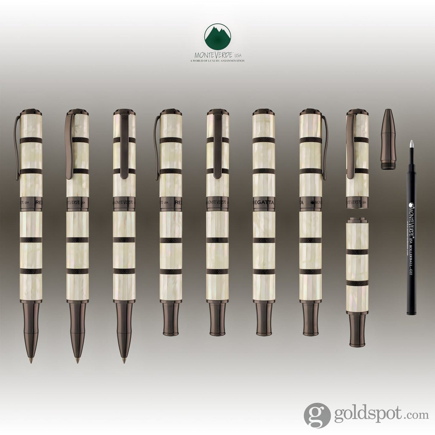 Monteverde Regatta Mother of Pearl Rollerball Pen in Gunmetal Limited Edition Rollerball Pen