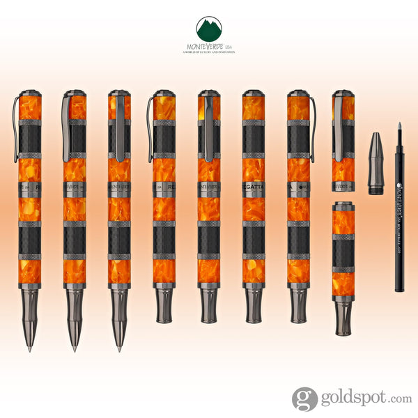 Monteverde Regatta Sport Rollerball Pen in Orange/Carbon Fiber Rollerball Pen