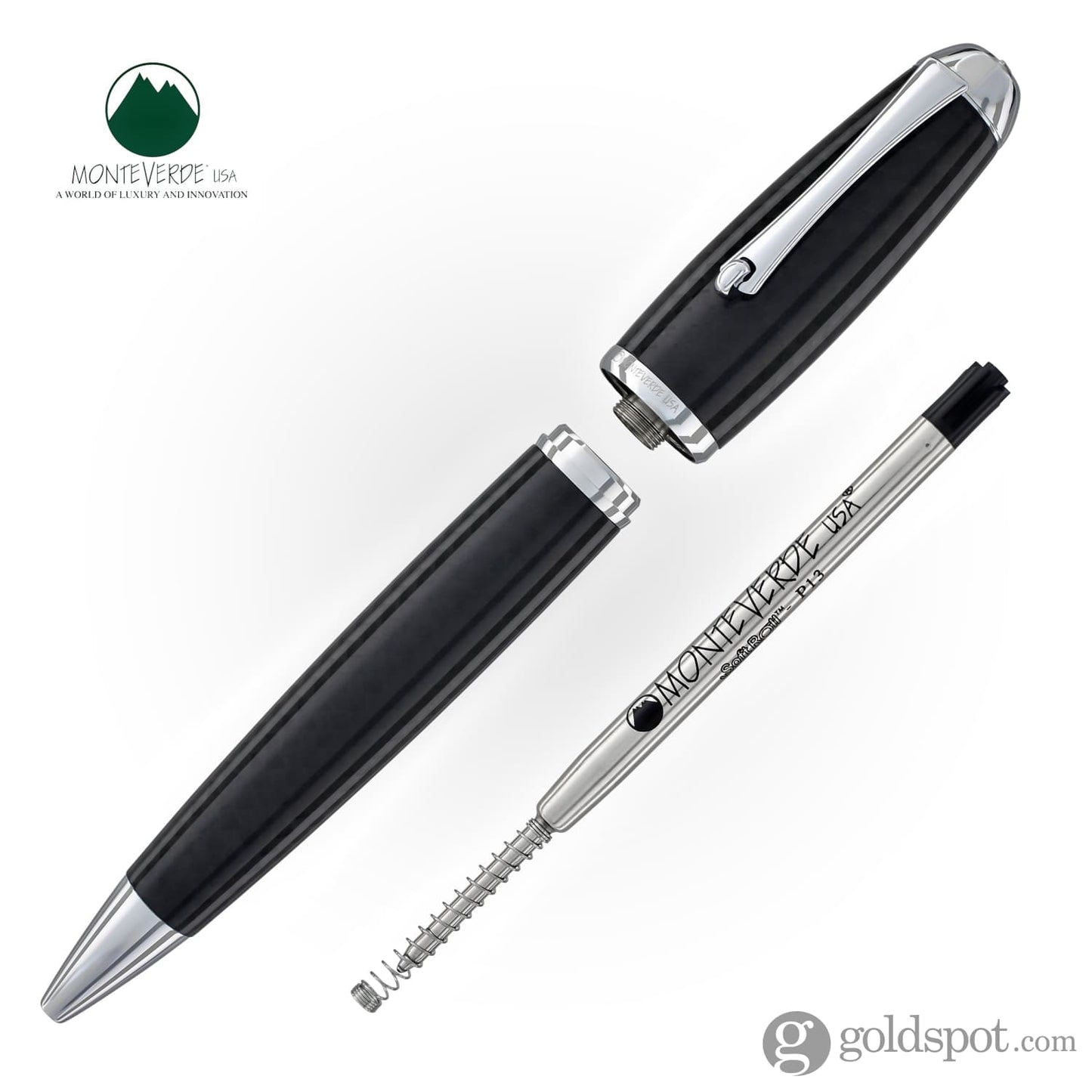 Monteverde Super Mega Ballpoint Pen in Carbon Fiber with Chrome Trim Ballpoint Pen