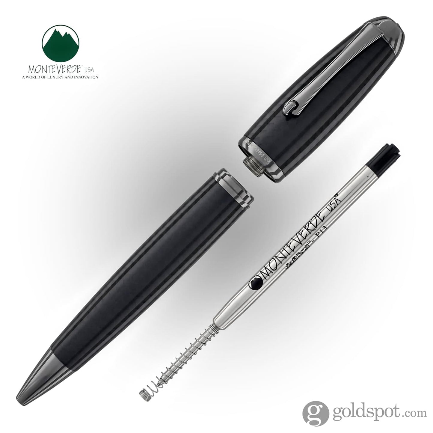 Monteverde Super Mega Ballpoint Pen in Carbon Fiber with Gunmetal Trim Ballpoint Pen