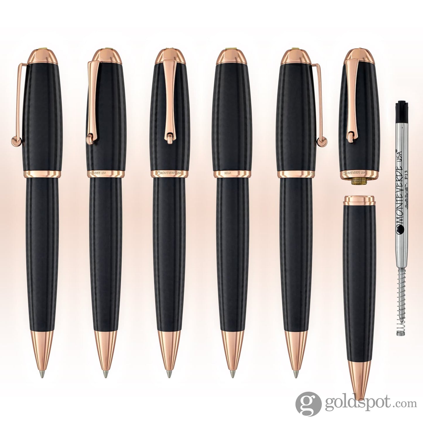 Monteverde Super Mega Ballpoint Pen in Carbon Fiber with Rosegold Trim Ballpoint Pen