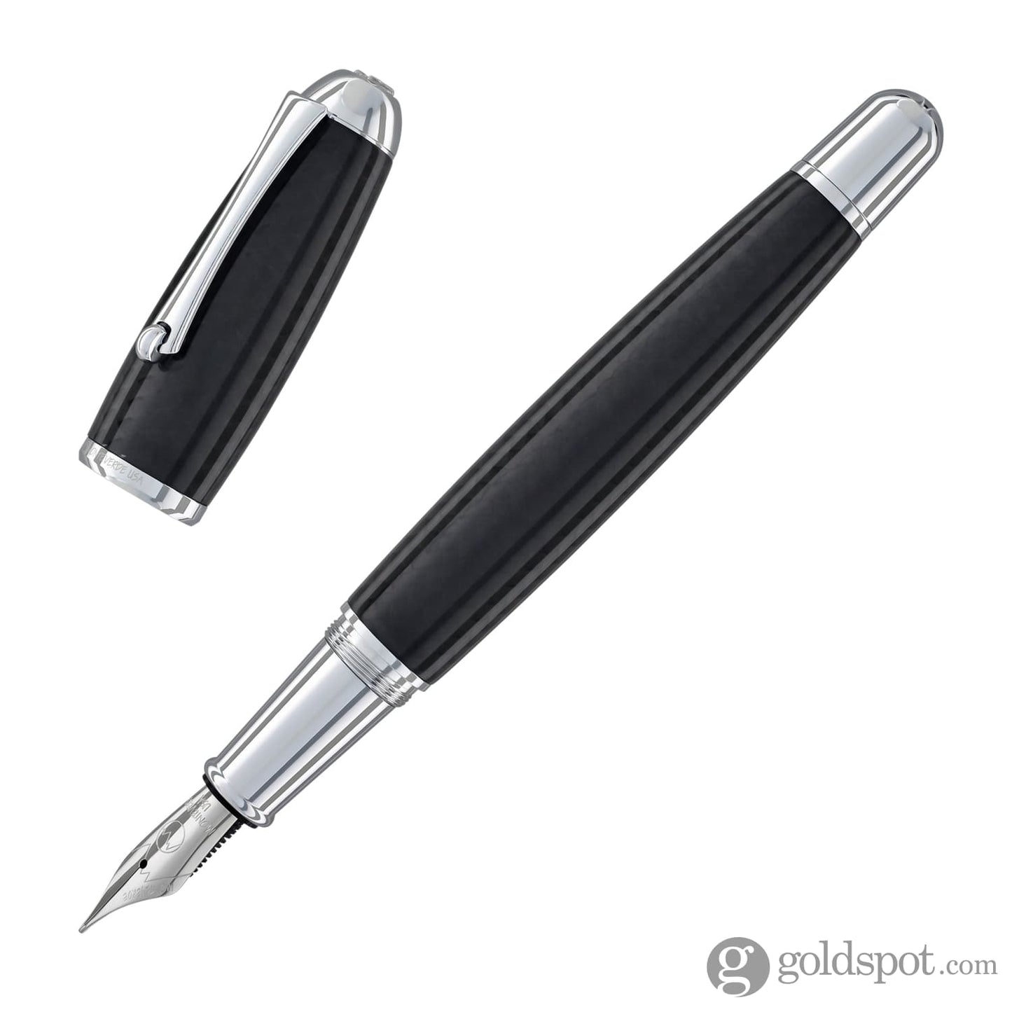 Monteverde Super Mega Fountain Pen in Carbon Fiber with Chrome Trim Fountain Pen