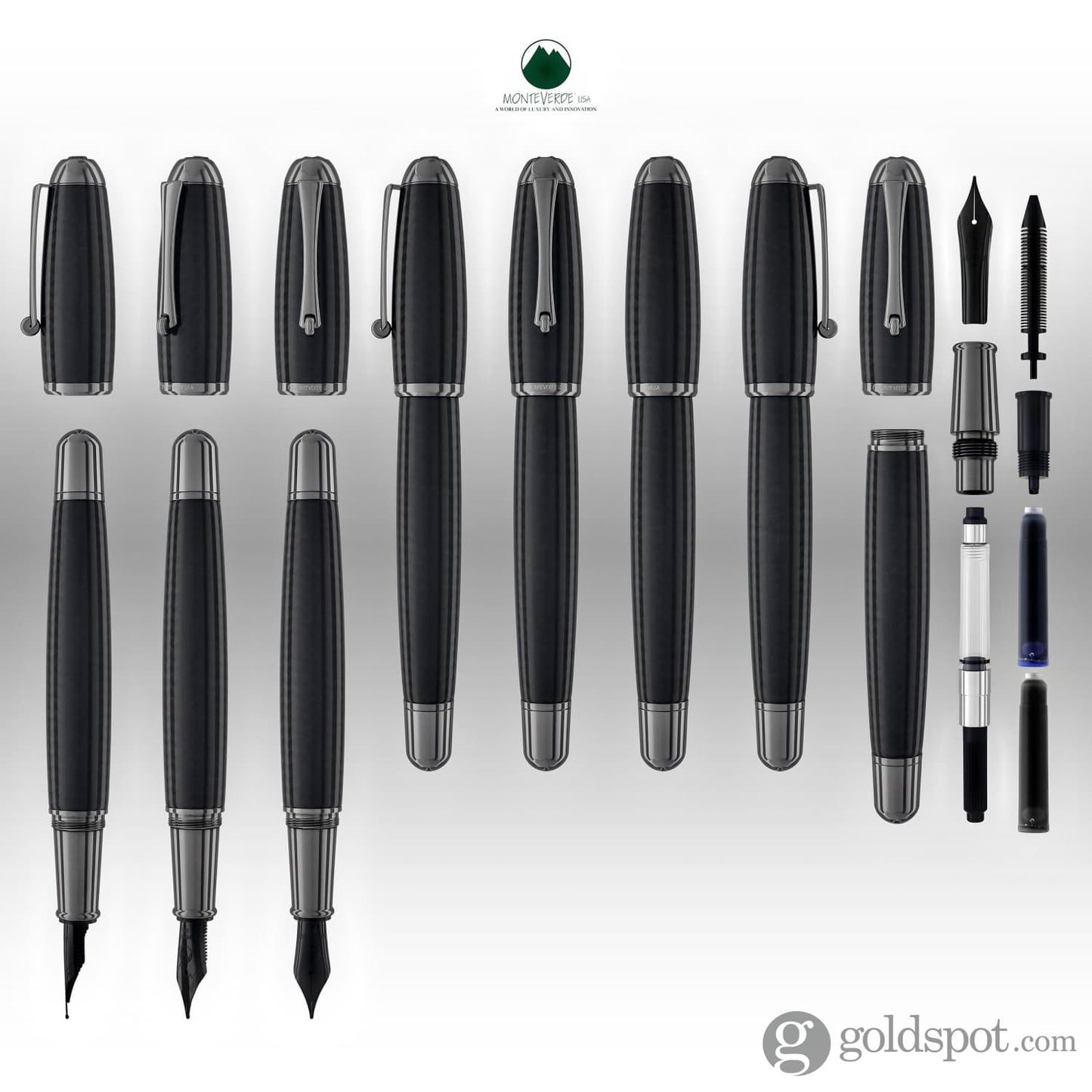 Monteverde Super Mega Fountain Pen in Carbon Fiber with Gunmetal Trim Fountain Pen