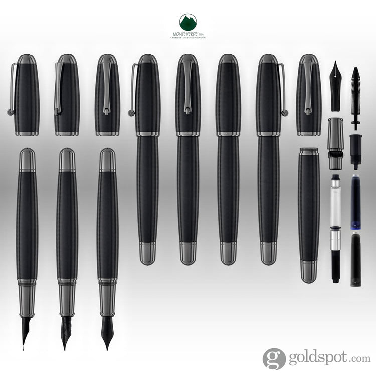 Monteverde Super Mega Fountain Pen in Carbon Fiber with Gunmetal Trim Fountain Pen