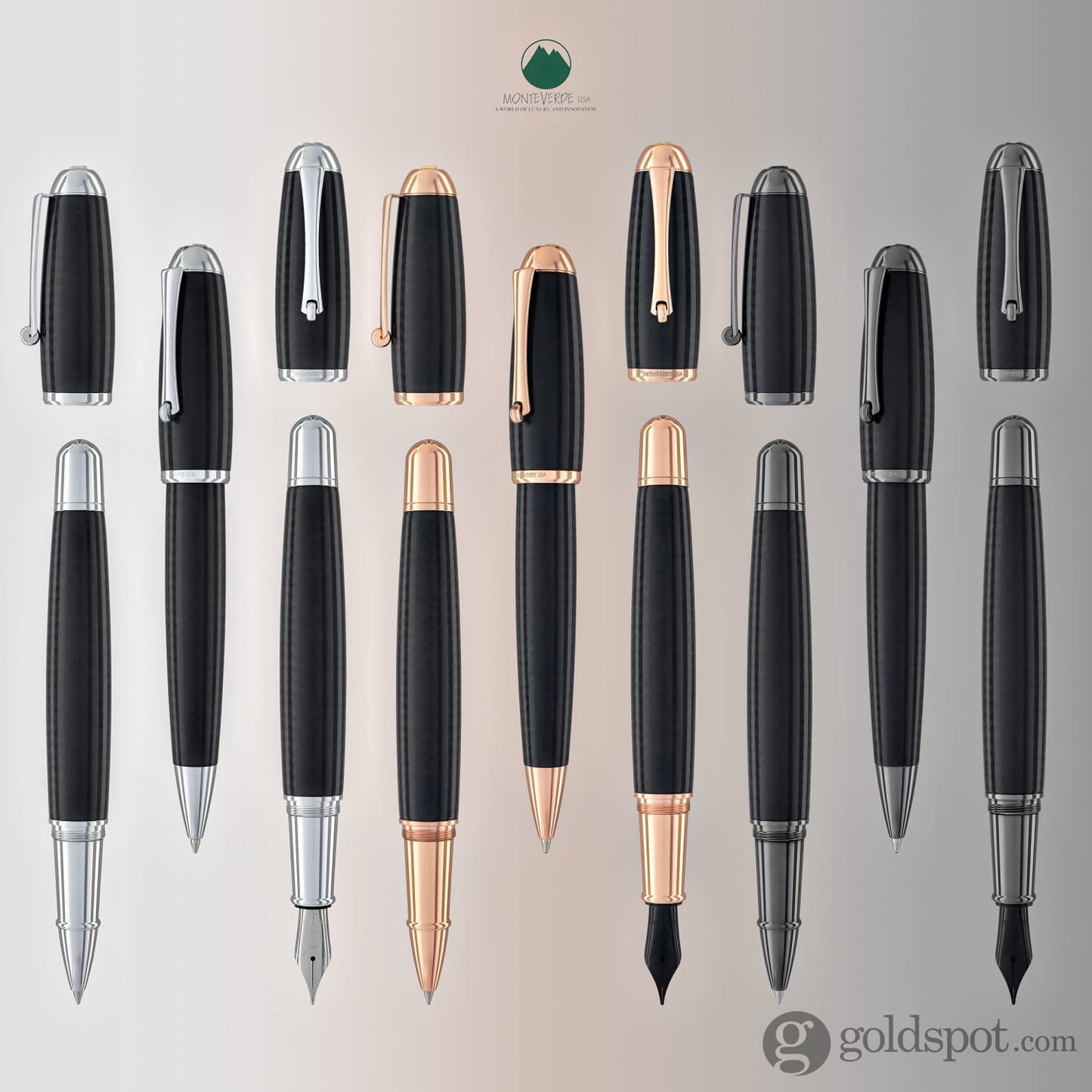Monteverde Super Mega Fountain Pen in Carbon Fiber with Rosegold Trim Fountain Pen
