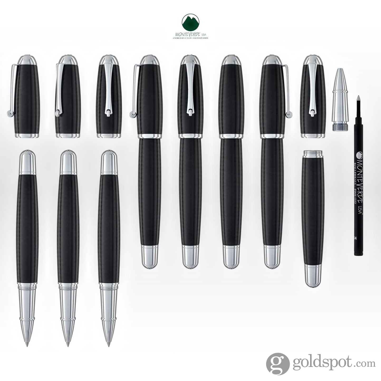 Monteverde Super Mega Rollerball Pen in Carbon Fiber with Chrome Trim Rollerball Pen