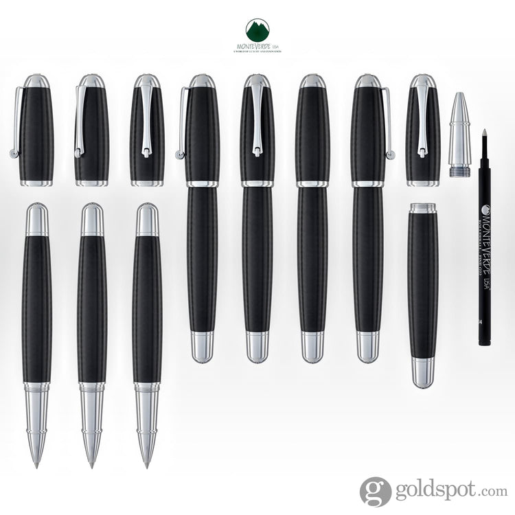 Monteverde Super Mega Rollerball Pen in Carbon Fiber with Chrome Trim Rollerball Pen