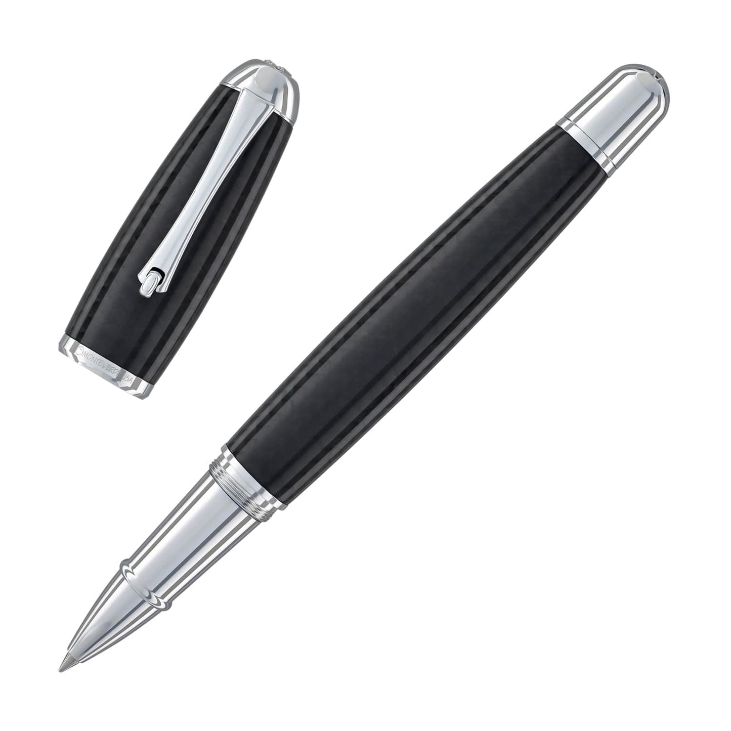 Monteverde Super Mega Rollerball Pen in Carbon Fiber with Chrome Trim Rollerball Pen
