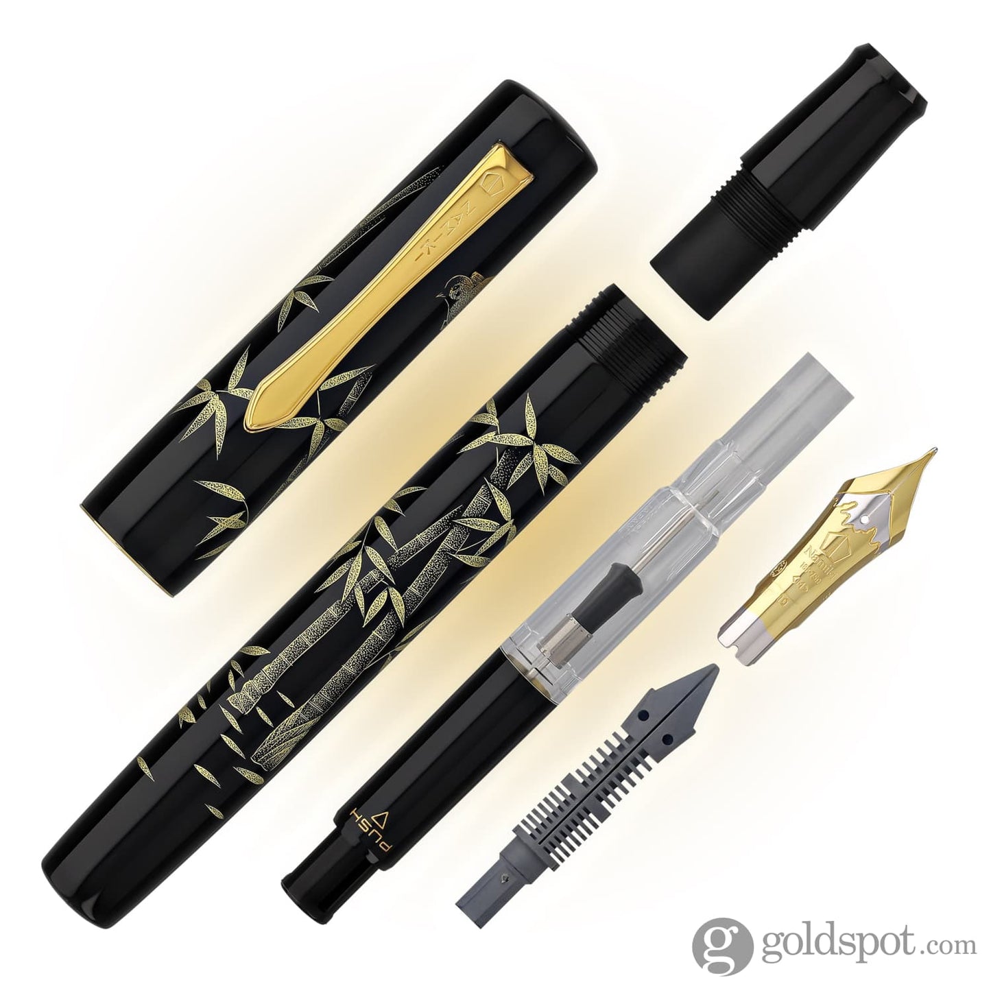 Namiki Chinkin Fountain Pen in Bamboo and Sparrow - 18K Gold Fountain Pen