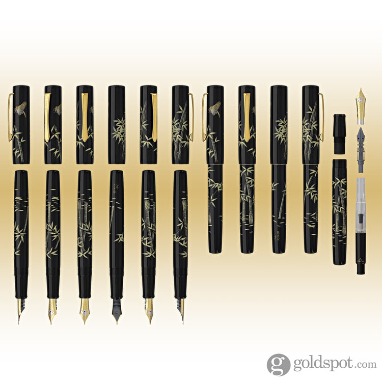 Namiki Chinkin Fountain Pen in Bamboo and Sparrow - 18K Gold Fountain Pen