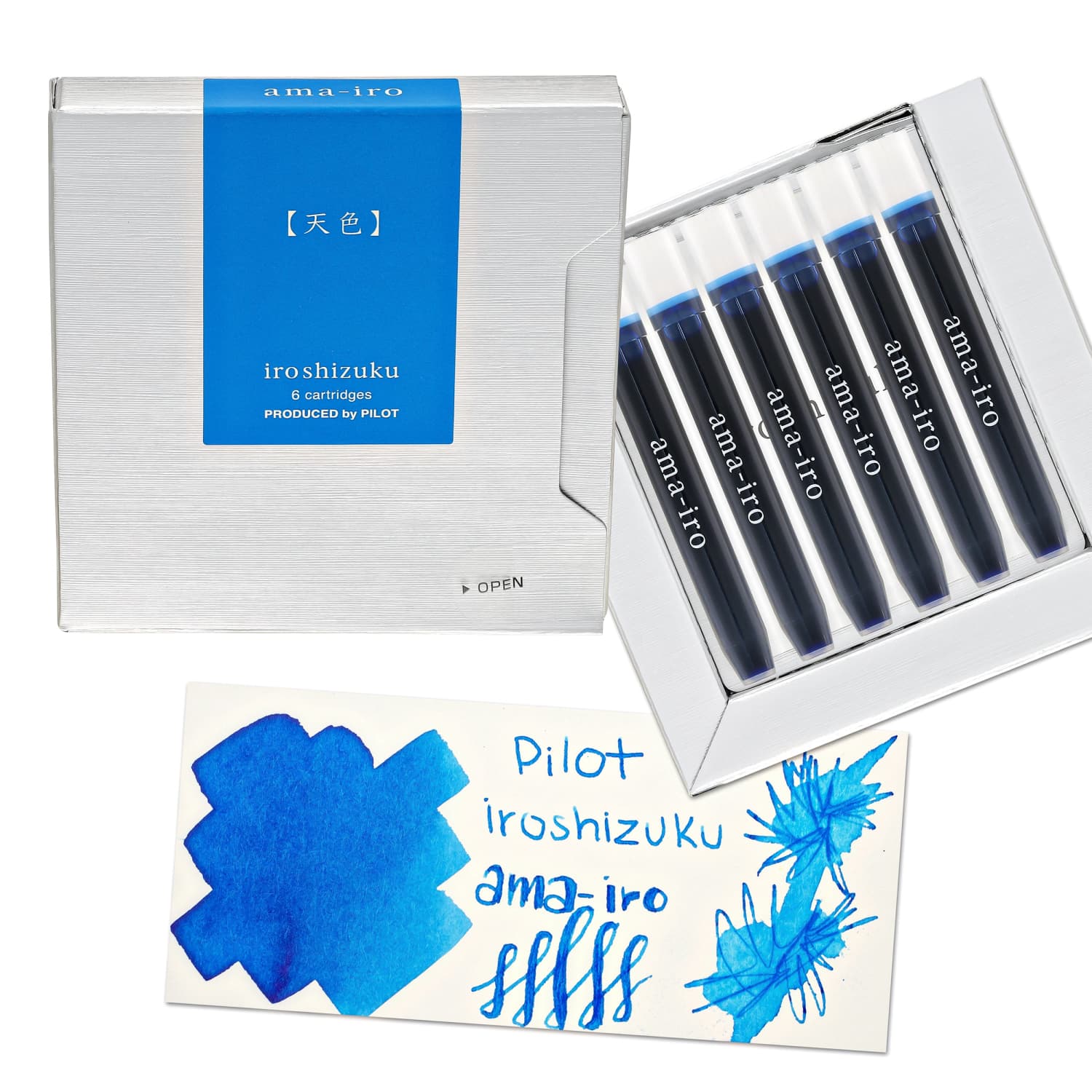 Pilot Iroshizuku Ink Cartridges in Ama-Iro Ink (Blue Sky) - Pack of 6 ...