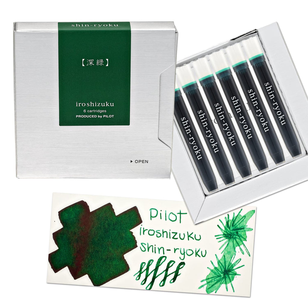 Namiki Pilot Iroshizuku Ink Cartridges in Shin-ryoku (Forest Green) - Pack of 6 Bottled Ink
