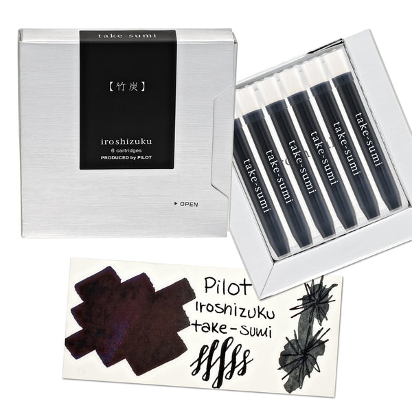 Namiki Pilot Iroshizuku Ink Cartridges in Take-sumi (Bamboo Charcoal) - Pack of 6 Bottled Ink
