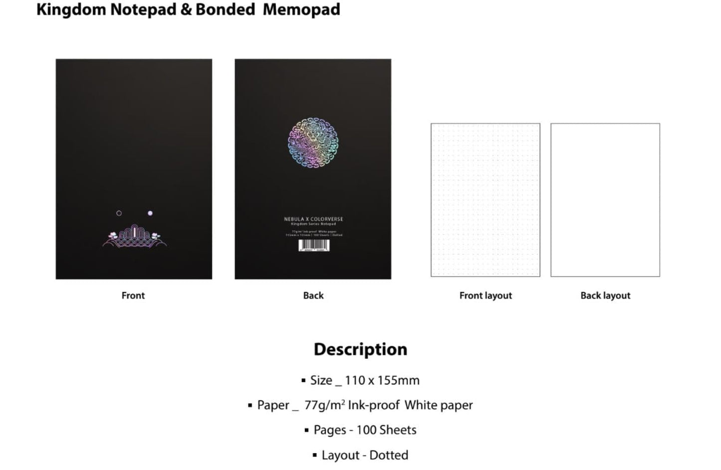 Nebula by Colorverse Kingdom Notepad - Dotted notepad