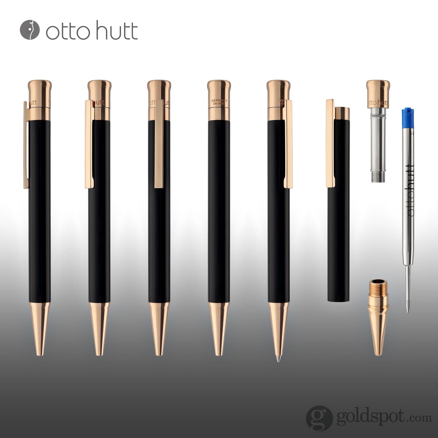 Otto Hutt Design 04 Ballpoint Pen in Black with Rose Gold Trim Ballpoint Pen