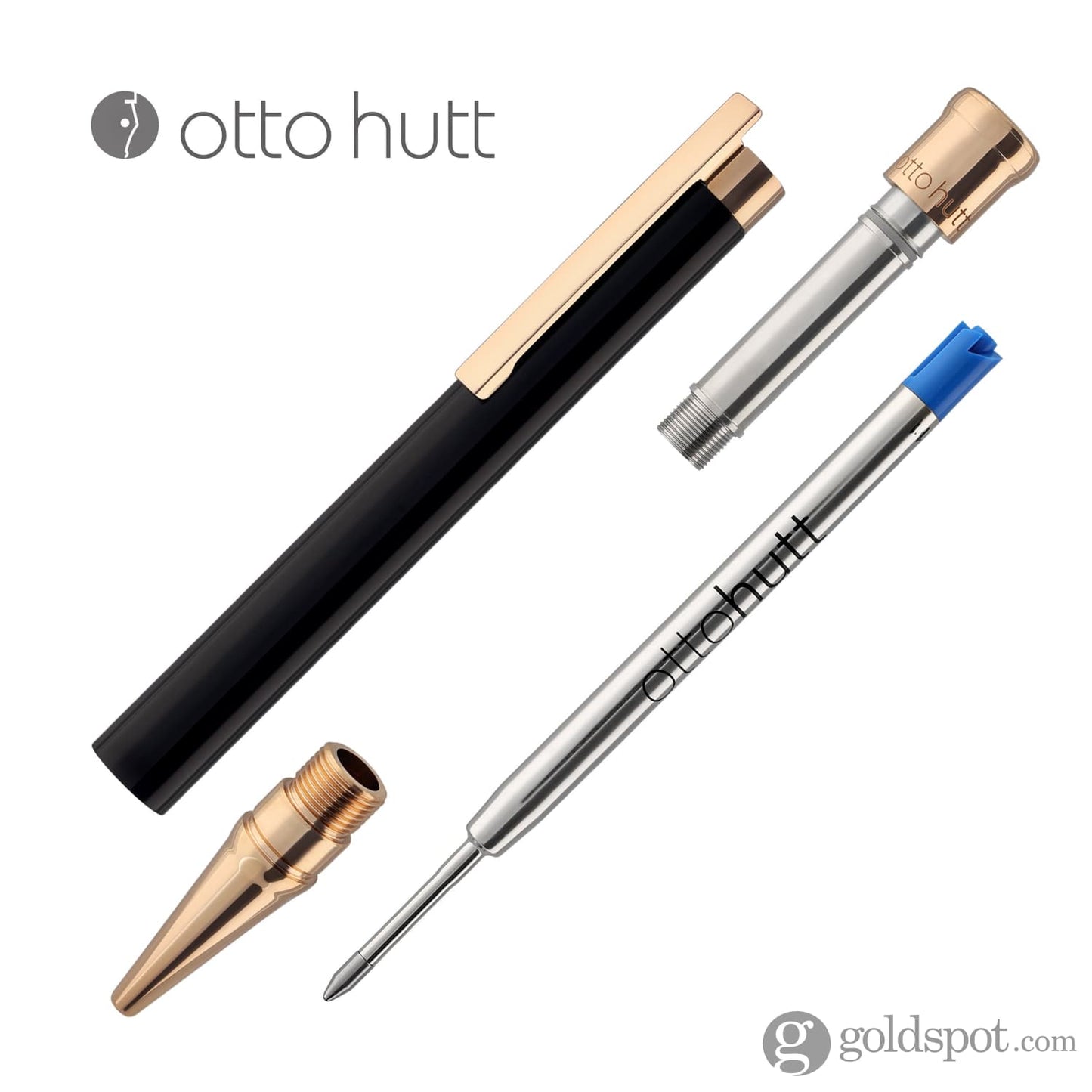 Otto Hutt Design 04 Ballpoint Pen in Black with Rose Gold Trim Ballpoint Pen