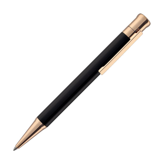 Otto Hutt Design 04 Ballpoint Pen in Black with Rose Gold Trim
