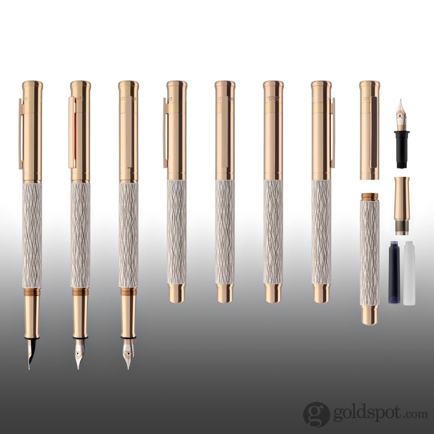 Otto Hutt Design 04 Fountain Pen in Wave White with Rose Gold Trim Fountain Pen