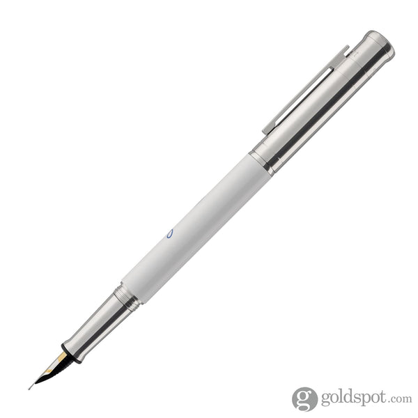 Otto Hutt Design 04 Fountain Pen in White with Scribble Printing Rollerball Pen