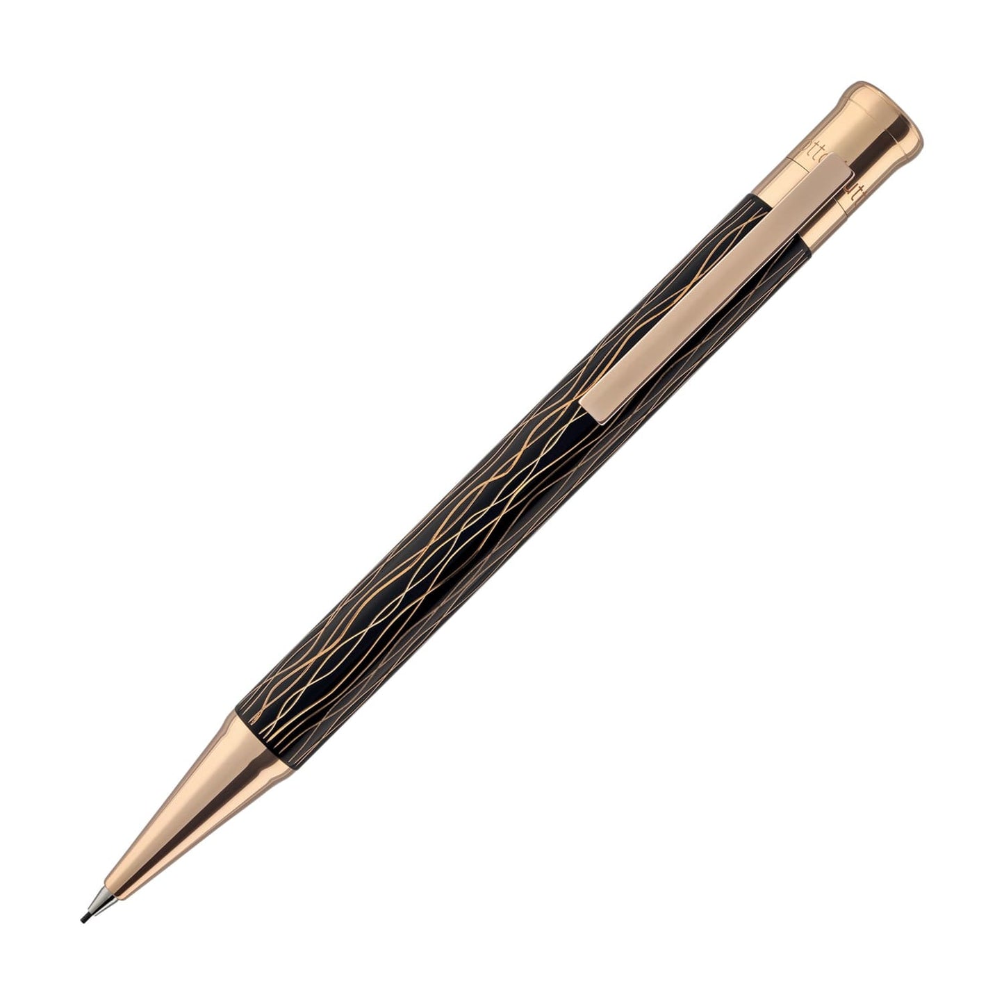 Otto Hutt Design 04 Mechanical Pencil in Wave Black with Rose Gold Trim Pencil