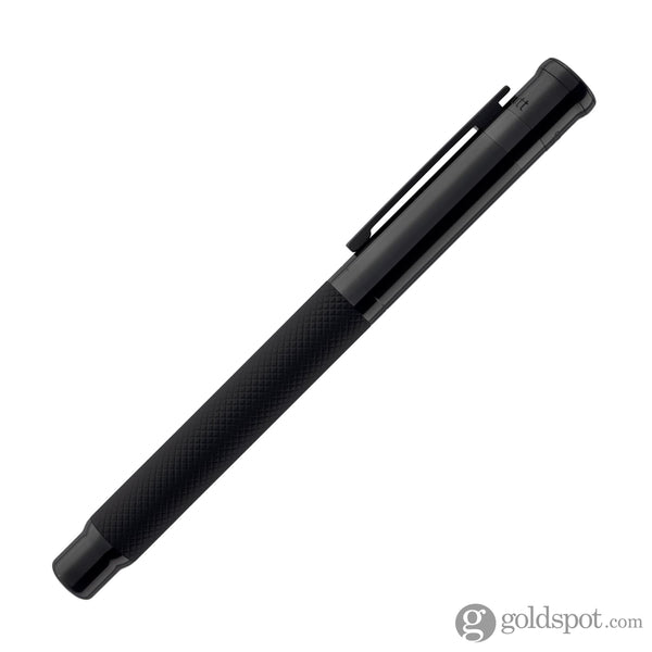 Otto Hutt Design 04 Rollerball Pen in Black with Checkered Guilloche Cap PVD Rollerball Pen