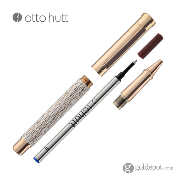 Otto Hutt Design 04 Rollerball Pen in Wave White with Rose Gold Trim Ballpoint Pen